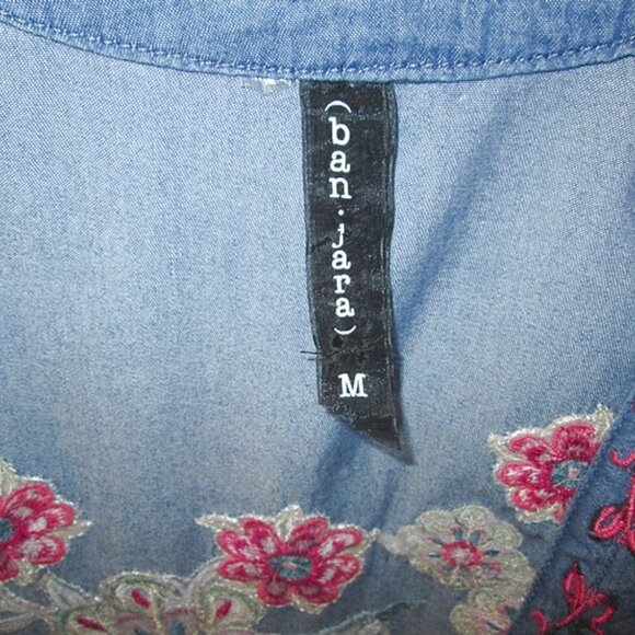 Vtg Embroidered Duster Cardigan Size M Pockets Kimono Bird Artsy Festival Y2K - Picture 9 of 11